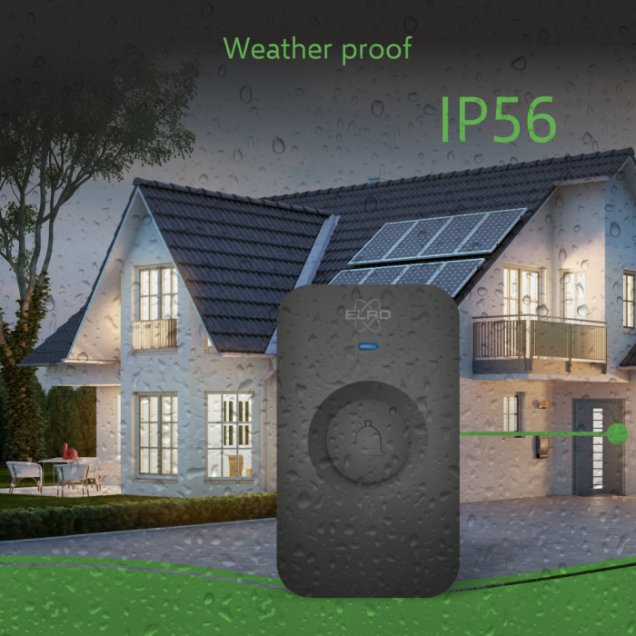 elro Draadloze Deurbel Set – met 2x Ontvanger op batterij - Zwart (DB3000-P1C2B)