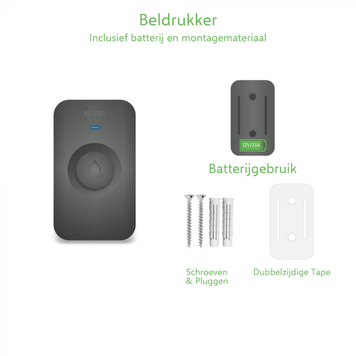 Elro Draadloze Deurbel Set – Plug-in Ontvanger + Batterij Ontvanger (DB3000PB-P1C2B)