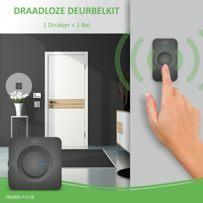 elro ELRO DB3000 Draadloze Deurbel Set – Batterij Versie (DB3000-P1C1B) elro ELRO DB3000 Draadloze Deurbel Set – Batterij Versie (DB3000-P1C1B)