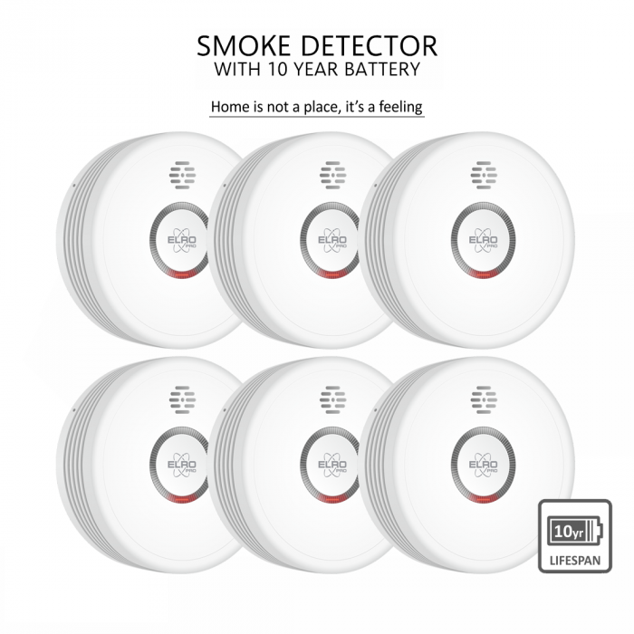 elro ELRO Pro Design rookmelder met automatische zelftest en 10 jaar batterij - 6 stuks (PS4910)