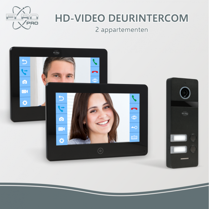 elro ELRO PRO PV40 Full HD Video Deur Intercom Systeem - 2 Appartementen (PV40)