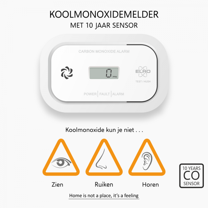 elro Koolmonoxidemelder met 10-jarige sensor en display - CO-melder voldoet aan Europese Norm EN50291 (FC5003)