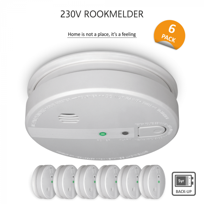 elro Rookmelder 230V - 5 jaar back-up batterij - 6 Pack (FS1105P)