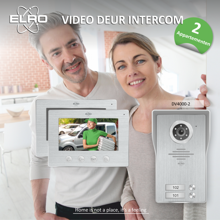 elro Video Deur Intercom – 2 Appartementen - 1080P Full HD Camera met nachtzicht – 4-draads kabel – 16 Beltonen (DV4000-2)