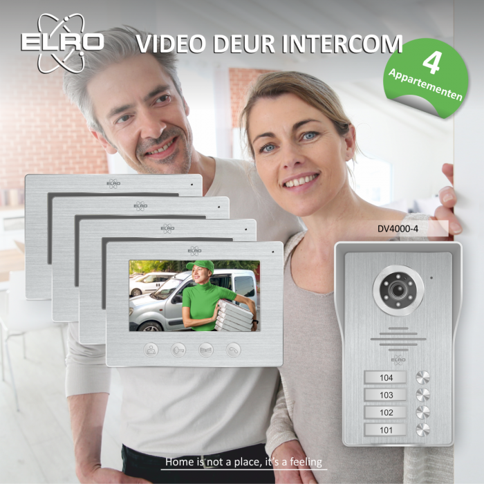 elro Video Deur Intercom – 4 Appartementen - 1080P Full HD Camera met nachtzicht – 4-draads kabel – 16 Beltonen (DV4000-4)