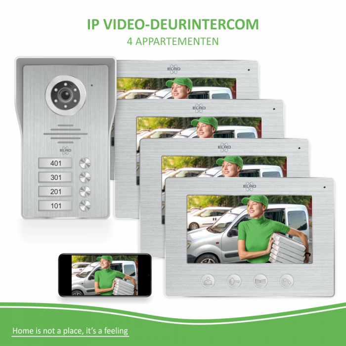elro Wifi IP Video Deur Intercom – 4 Appartementen (DV477IP4)
