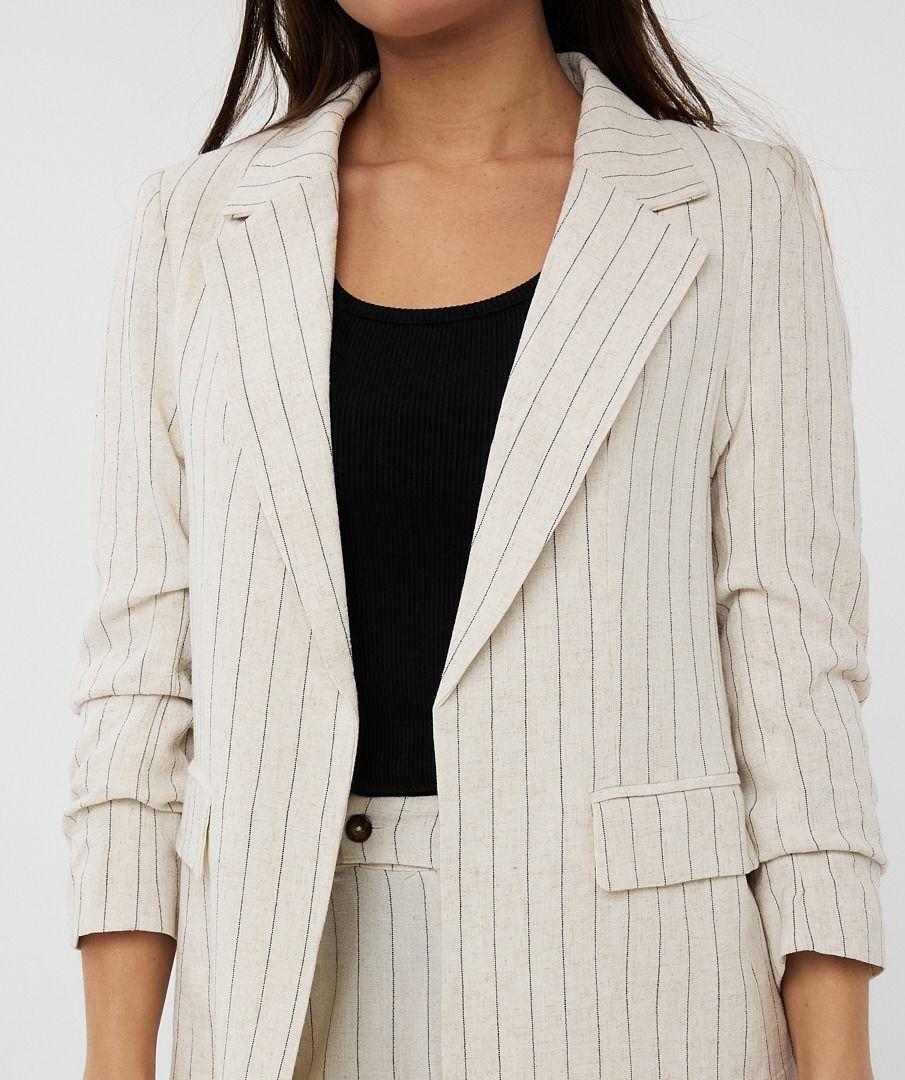Esqualo Blazer Gathered Linen Stripe