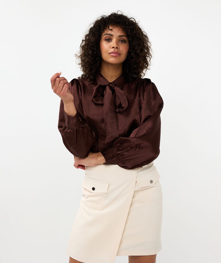 Esqualo Blouse Bow Crushed Satin
