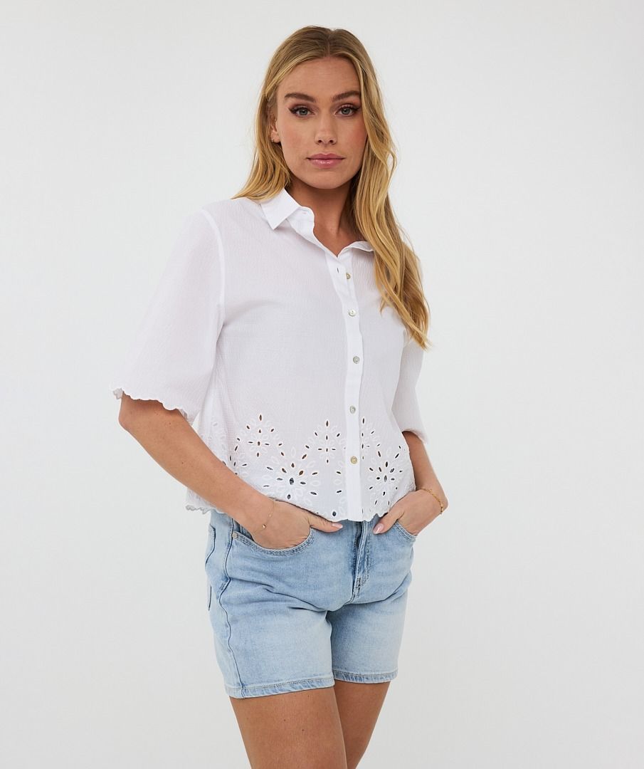 Esqualo Blouse Crinkle Embroidery