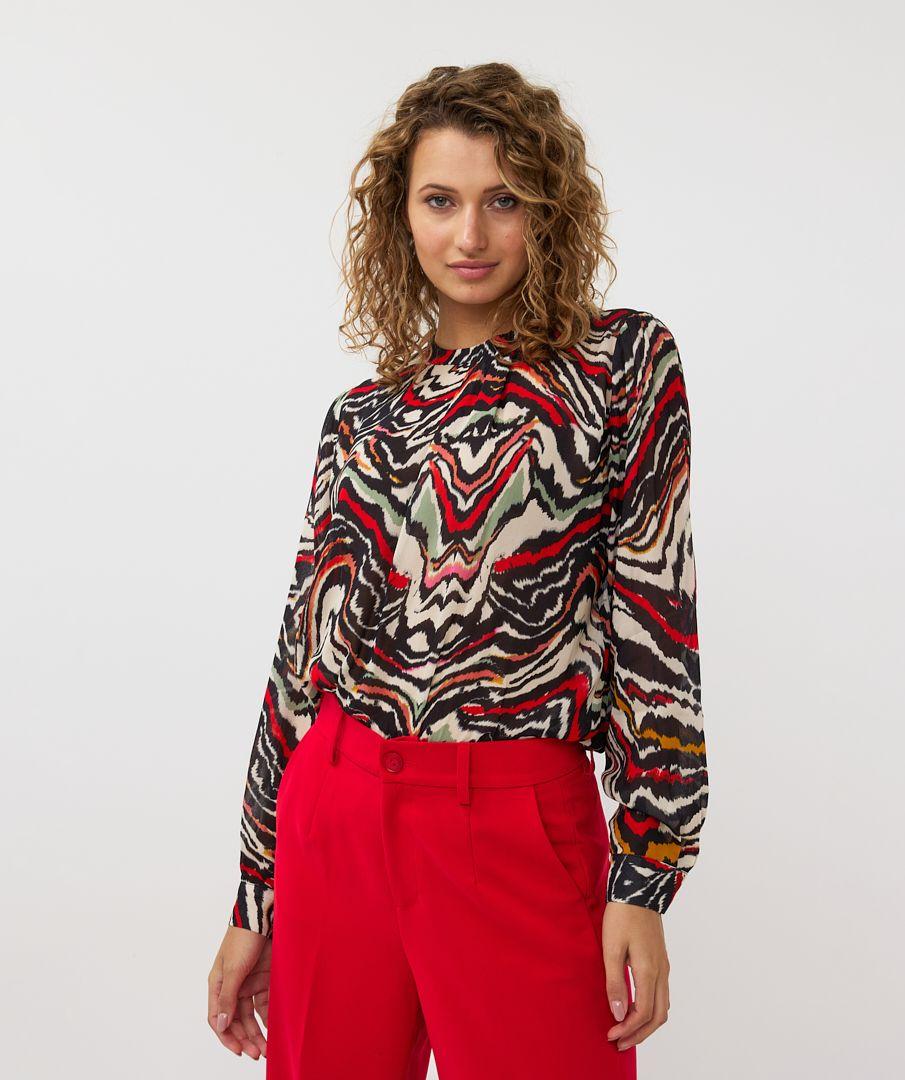 Esqualo Blouse Fancy Neck Waves