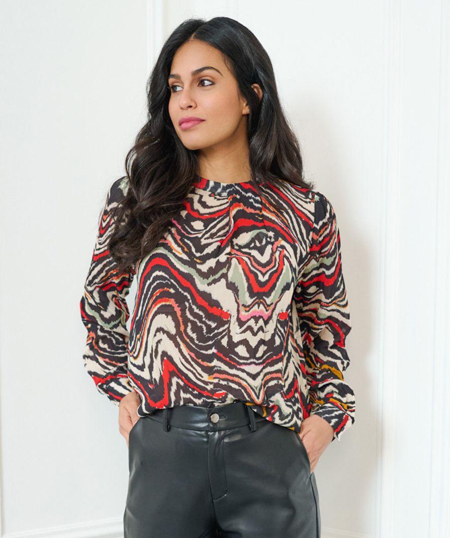 esqualo Blouse fancy neck Waves