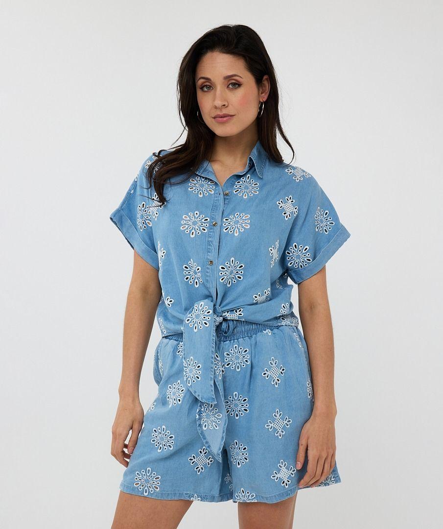 Esqualo Blouse Knot Chambray