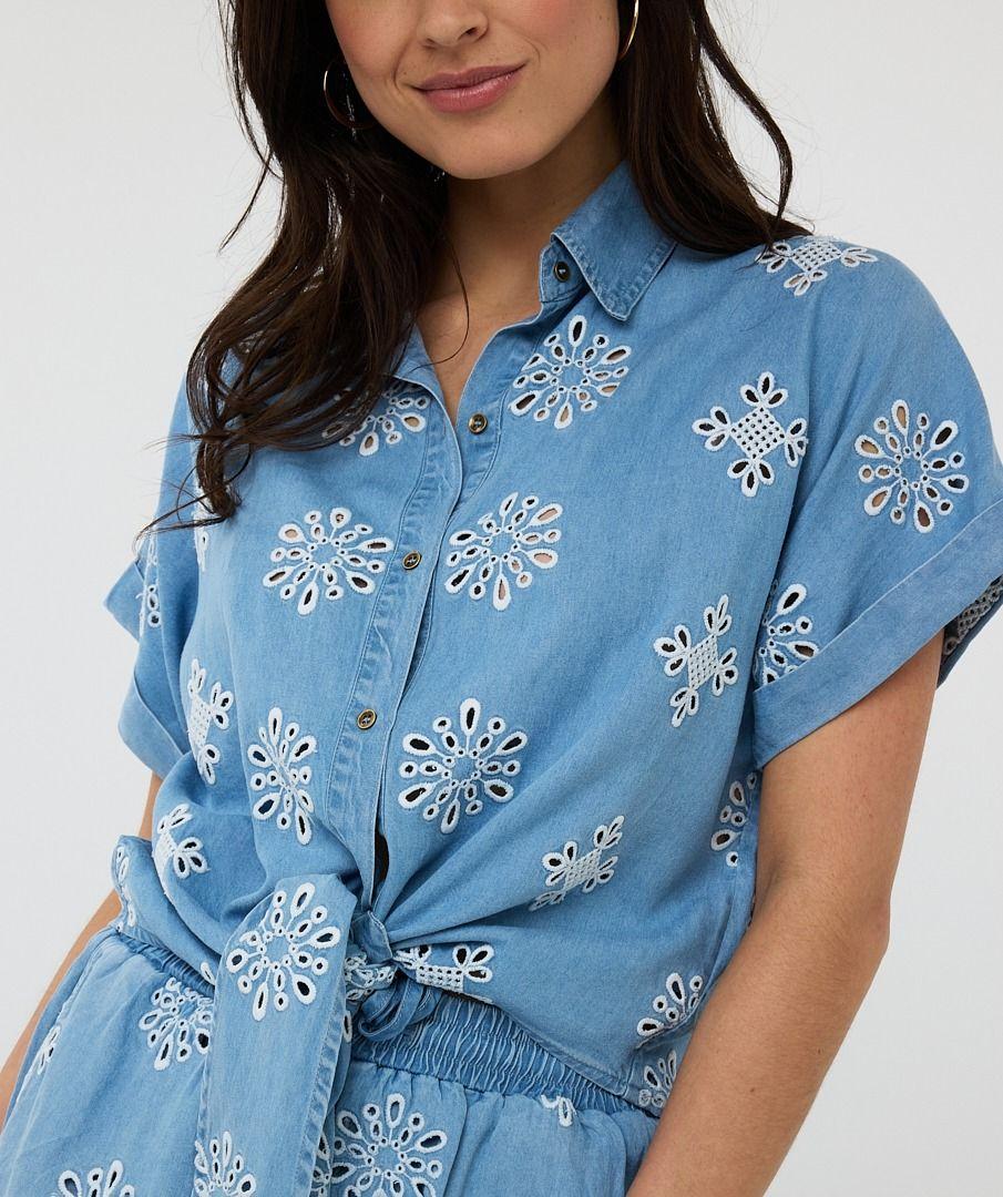 Esqualo Blouse Knot Chambray