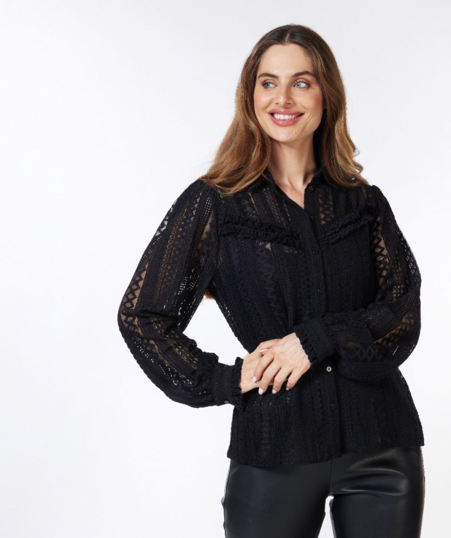 esqualo Blouse lace puff slve
