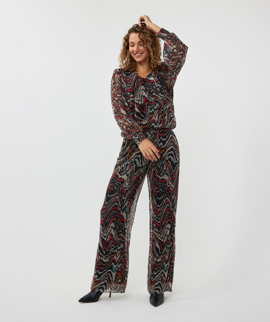 Esqualo Blouse Lurex Plisse Waves