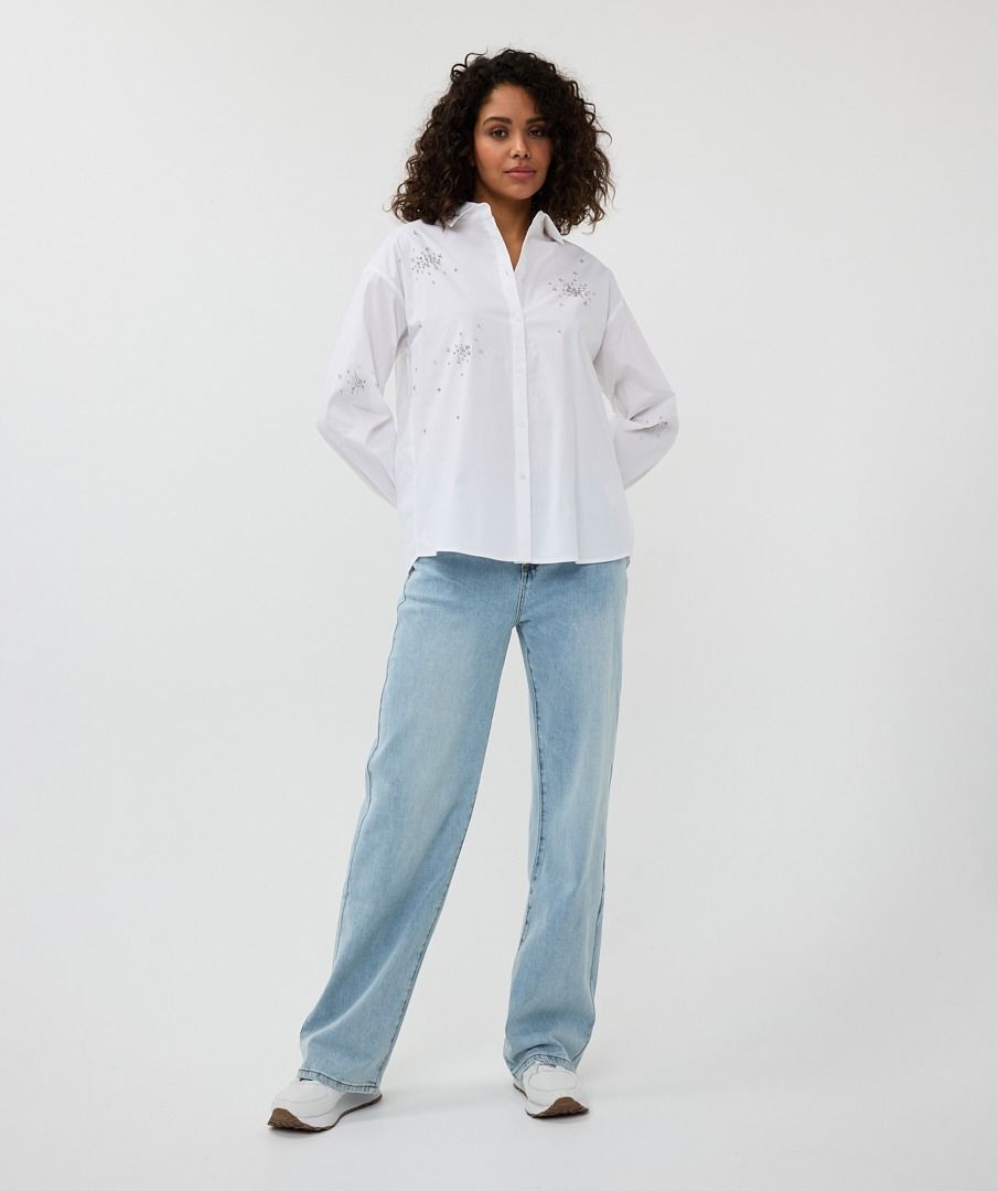Esqualo Blouse Poplin Rhinestones