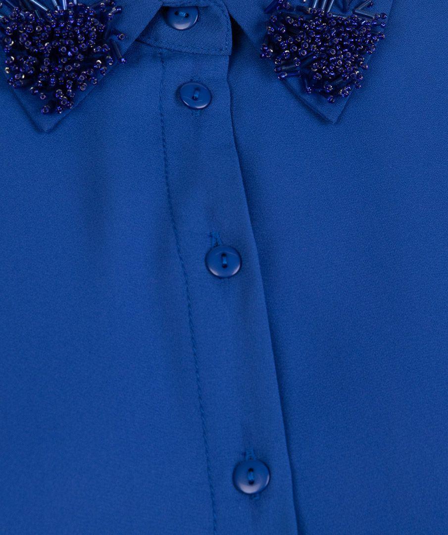 Esqualo Blouse Puff Sleeve Sequins Collar