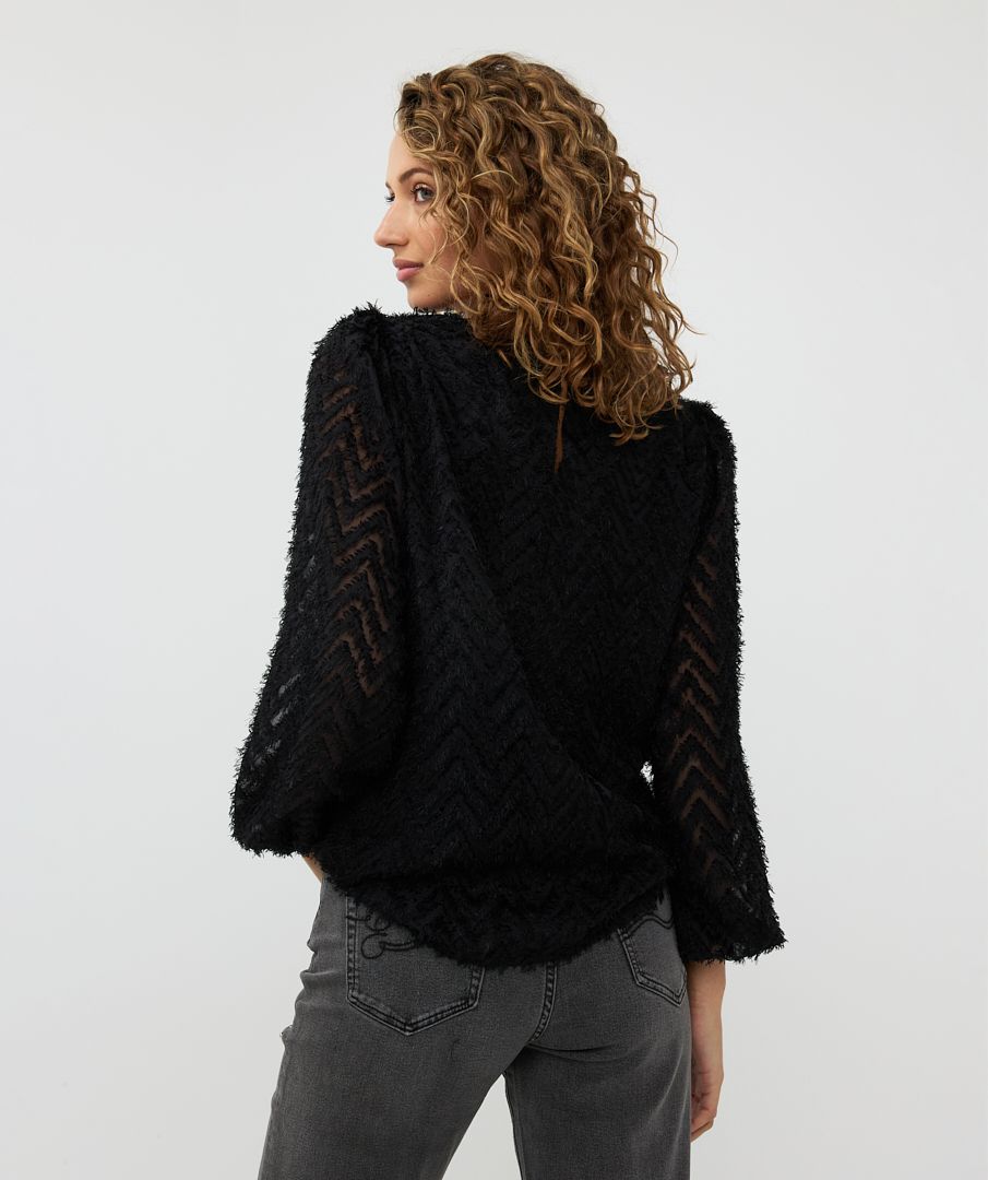 Esqualo Blouse R/neck Fluffy Zigzag Plumetis