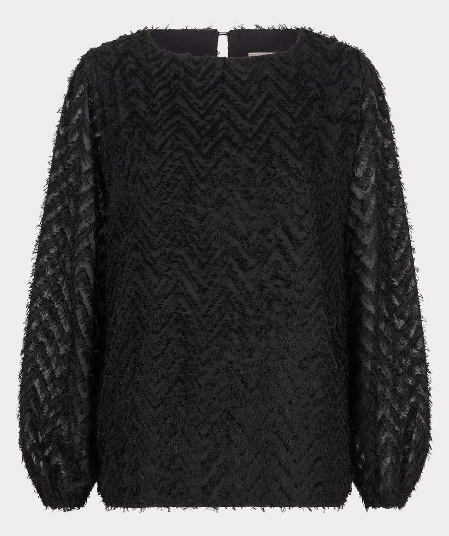Esqualo Blouse R/neck Fluffy Zigzag Plumetis