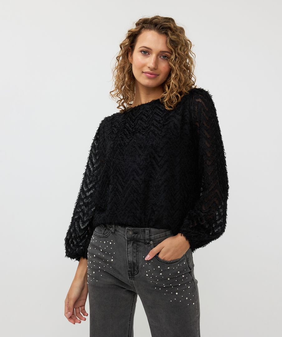 esqualo Blouse R/neck fluffy zigzag plumetis