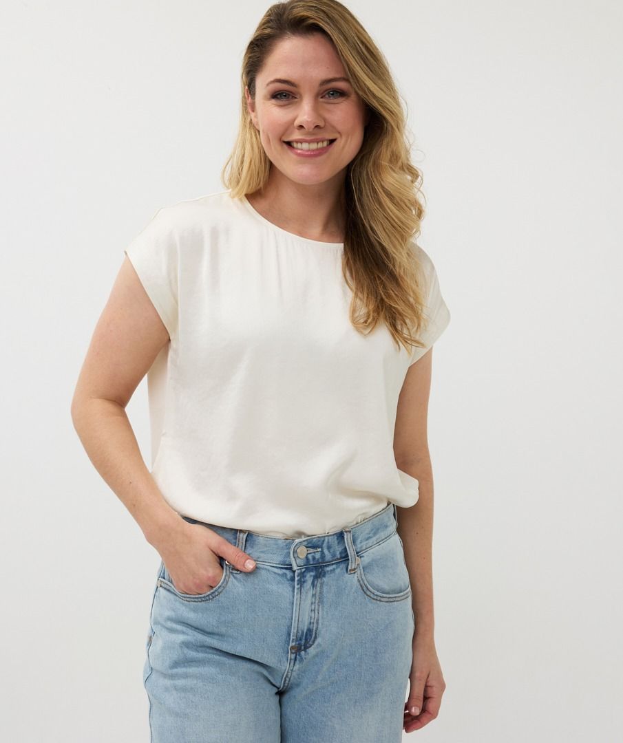 esqualo Blouse R-neck satin look