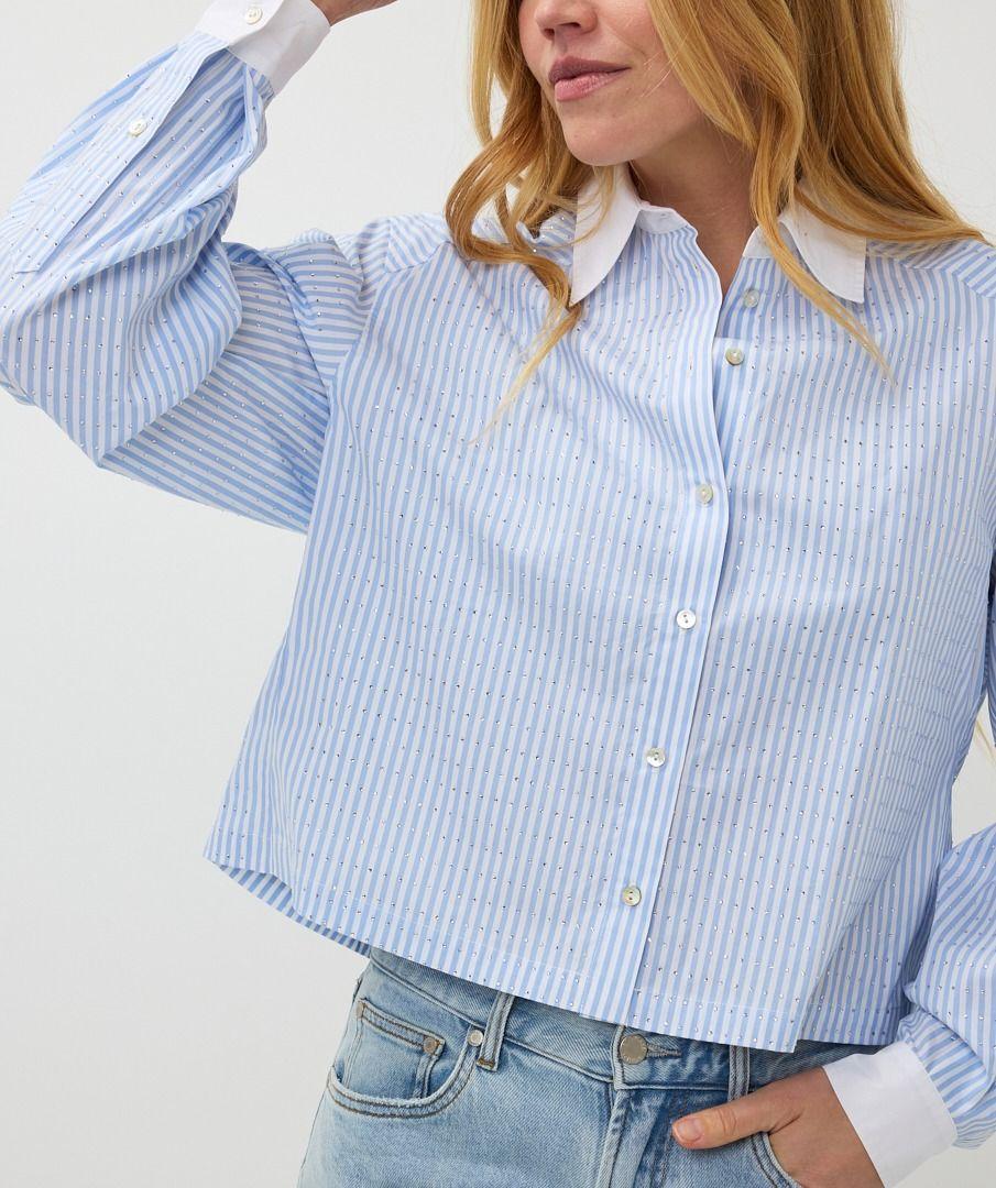 Esqualo Blouse Rhinestones Striped