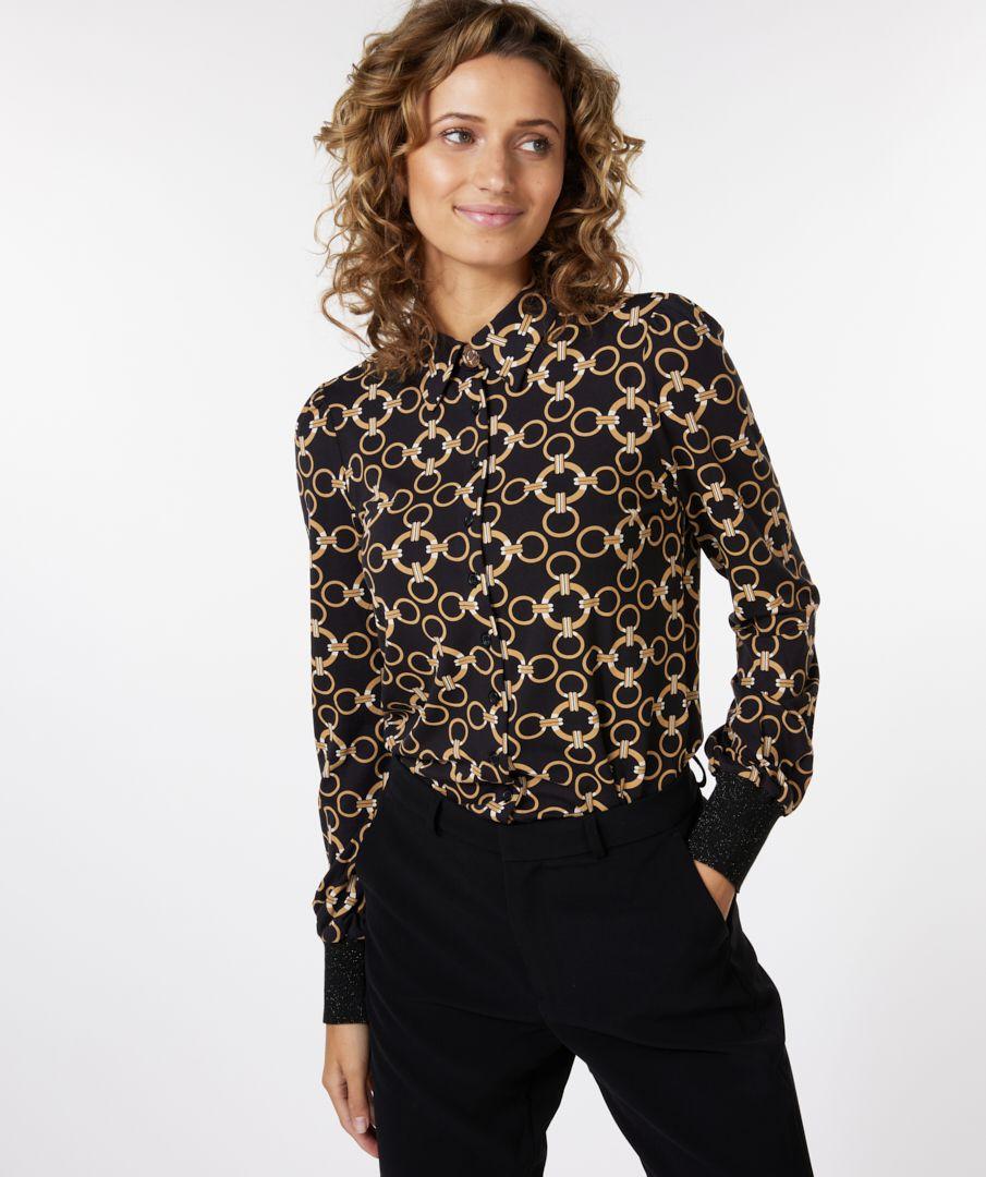 Esqualo Blouse Ribbed Cuffs Chain