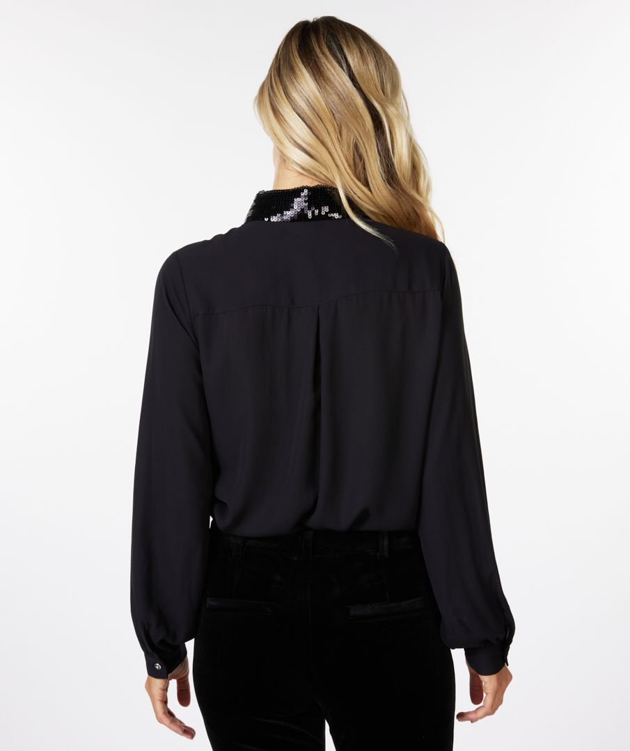 Esqualo Blouse Sequins Collar
