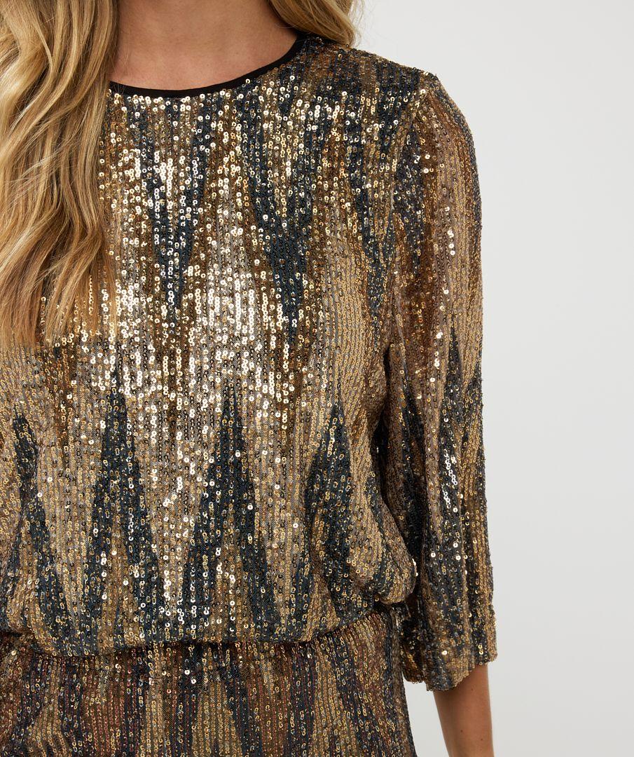 Esqualo Blouse Sequins Zigzag