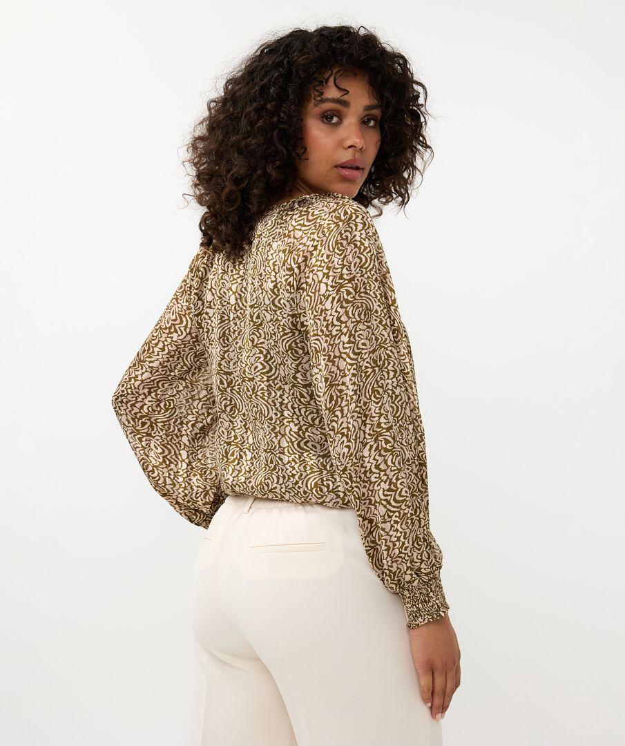 Esqualo Blouse Smocking Dimension Print