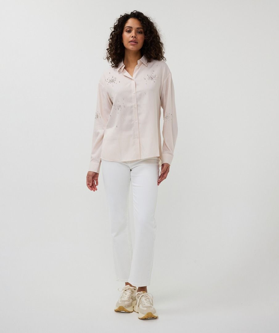 Esqualo Blouse Striped Rhinestones