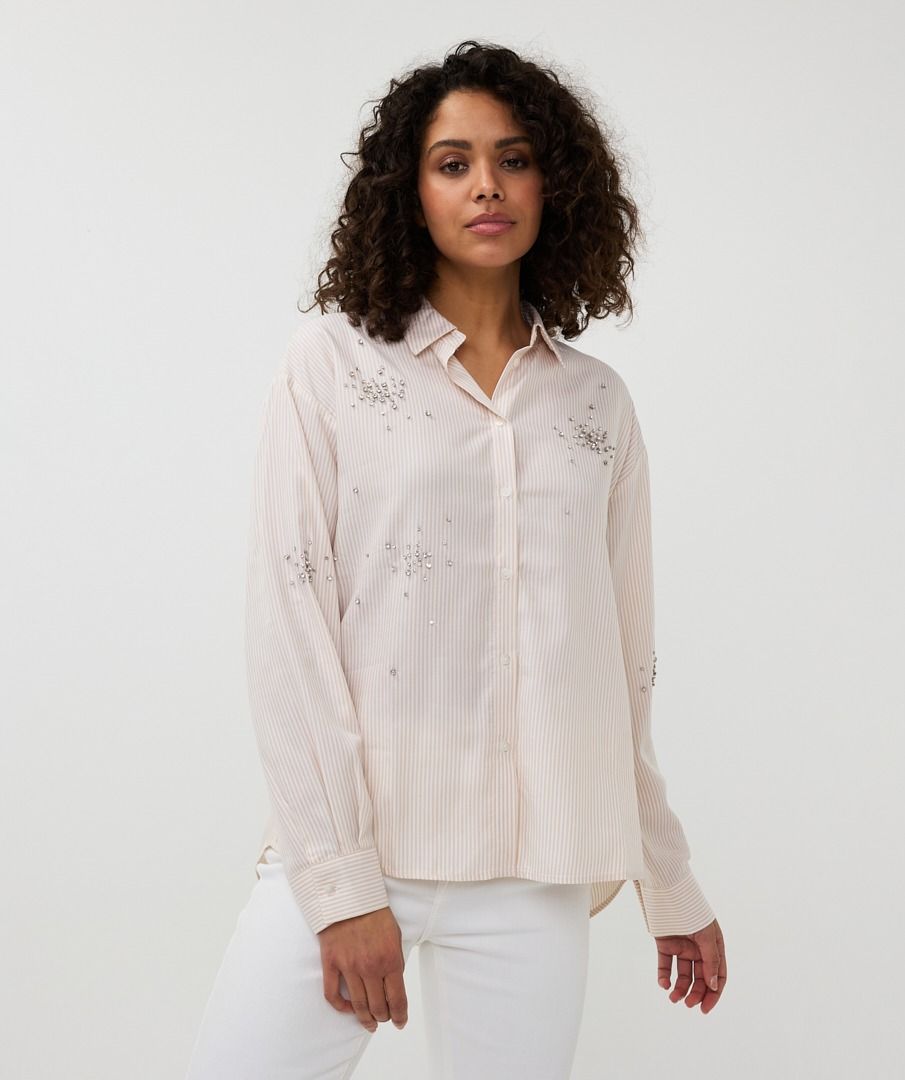 Esqualo Blouse Striped Rhinestones