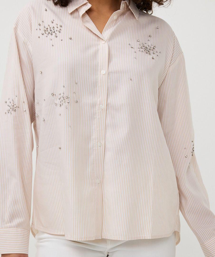 Esqualo Blouse Striped Rhinestones