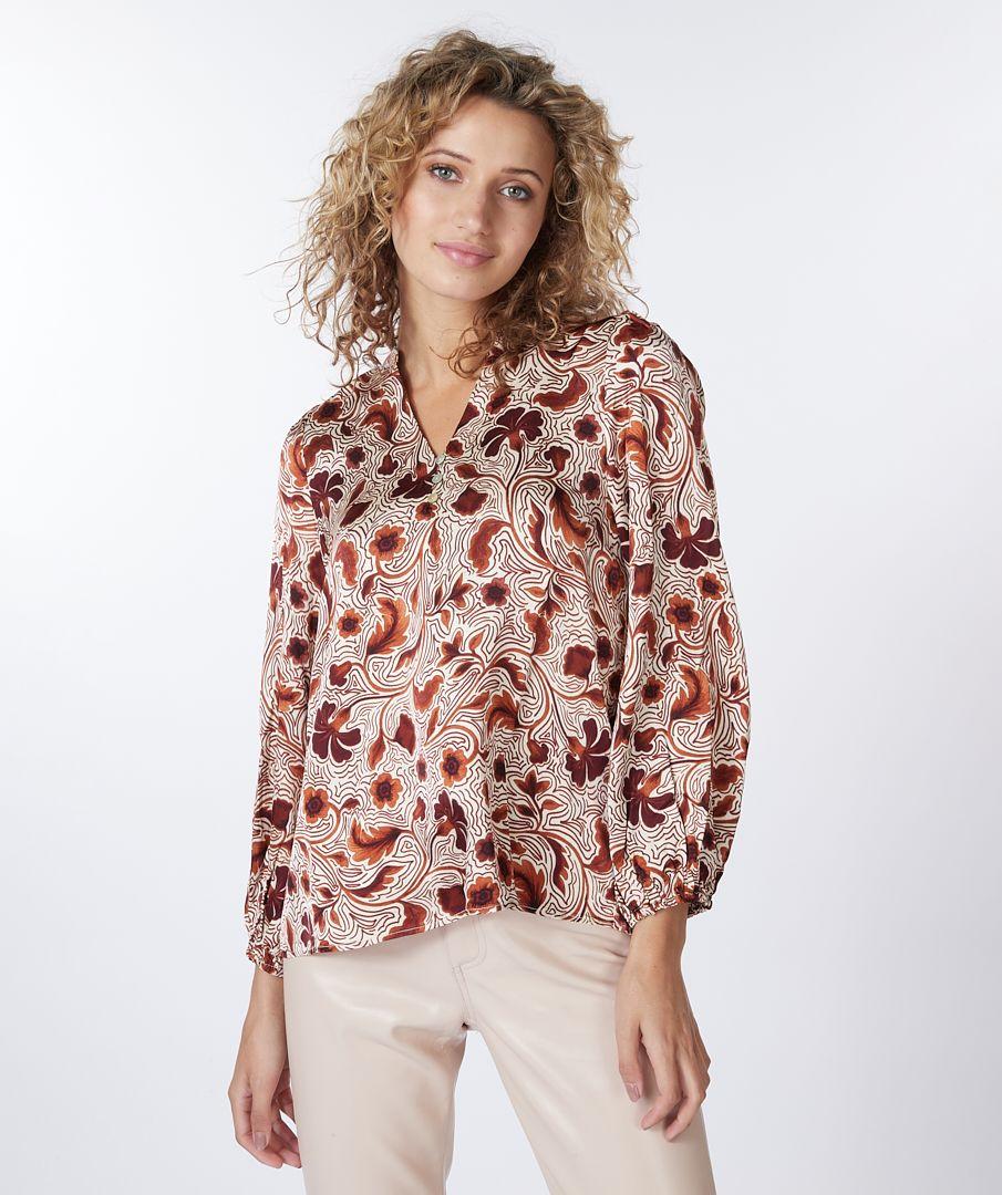 esqualo Blouse V-neck autumn flower