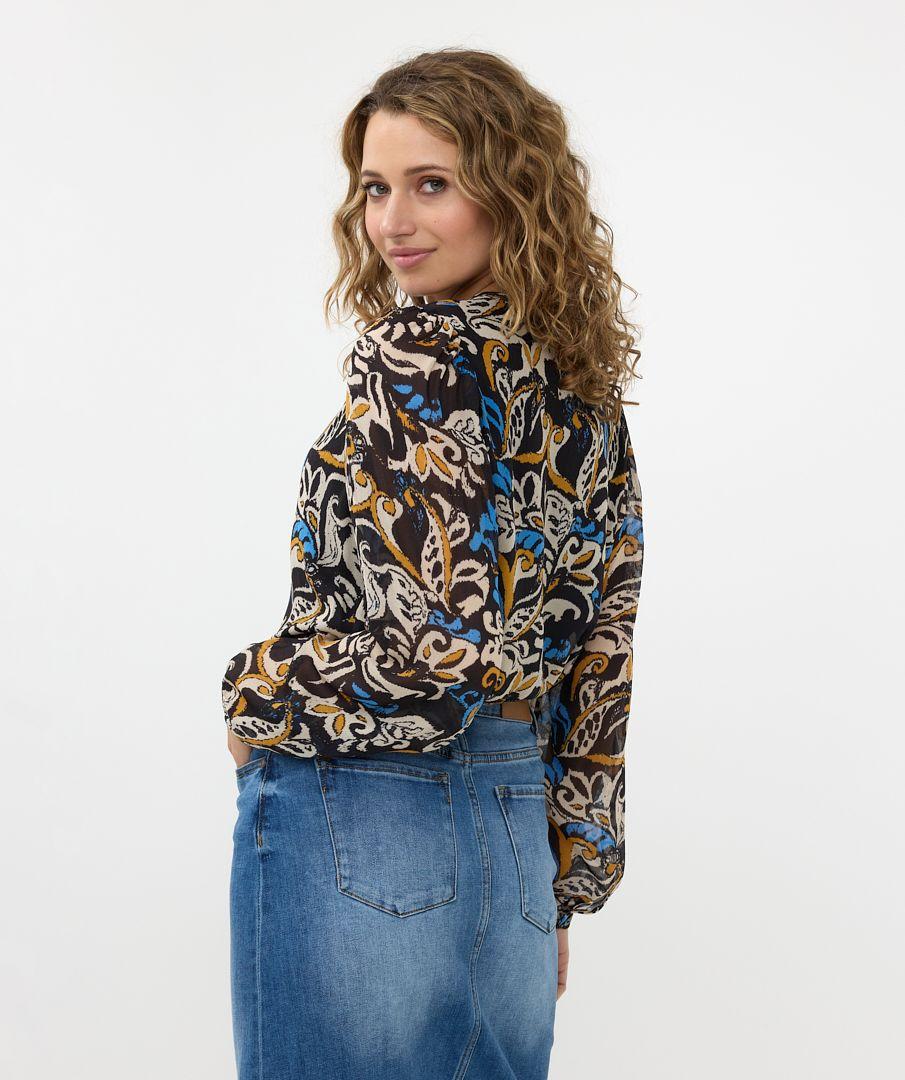 Esqualo Blouse V-neck Elegant Leaves