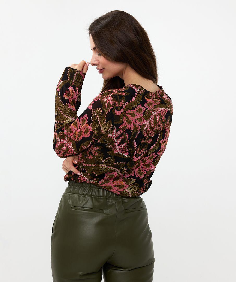 Esqualo Blouse V-neck Global Flower