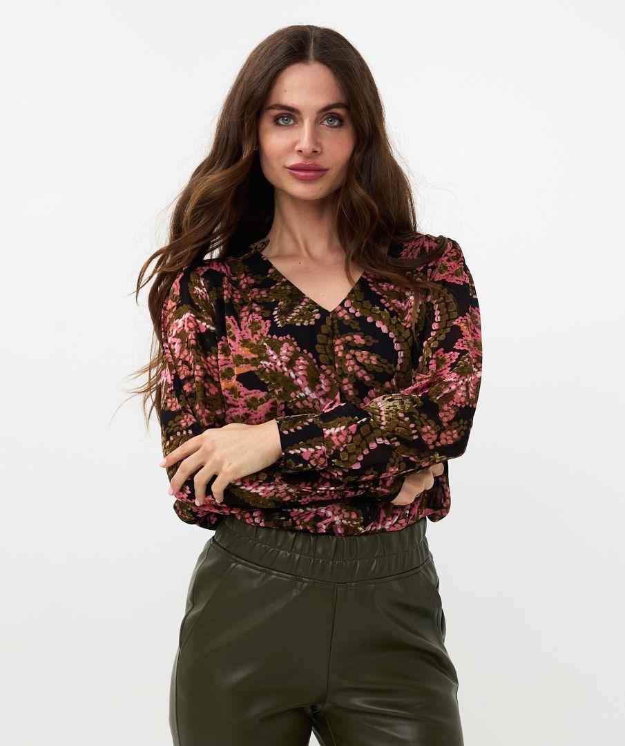 esqualo Blouse V-neck Global Flower