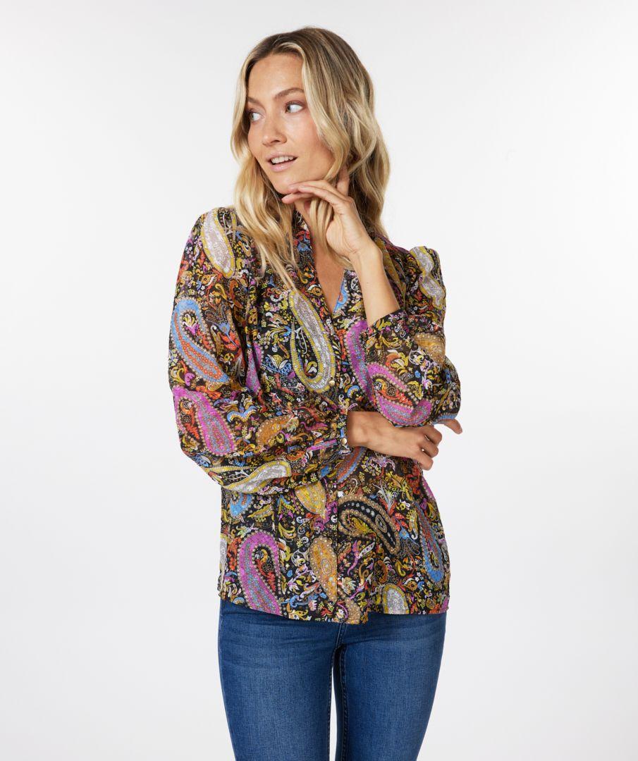 Esqualo Blouse V-neck Paisley Party