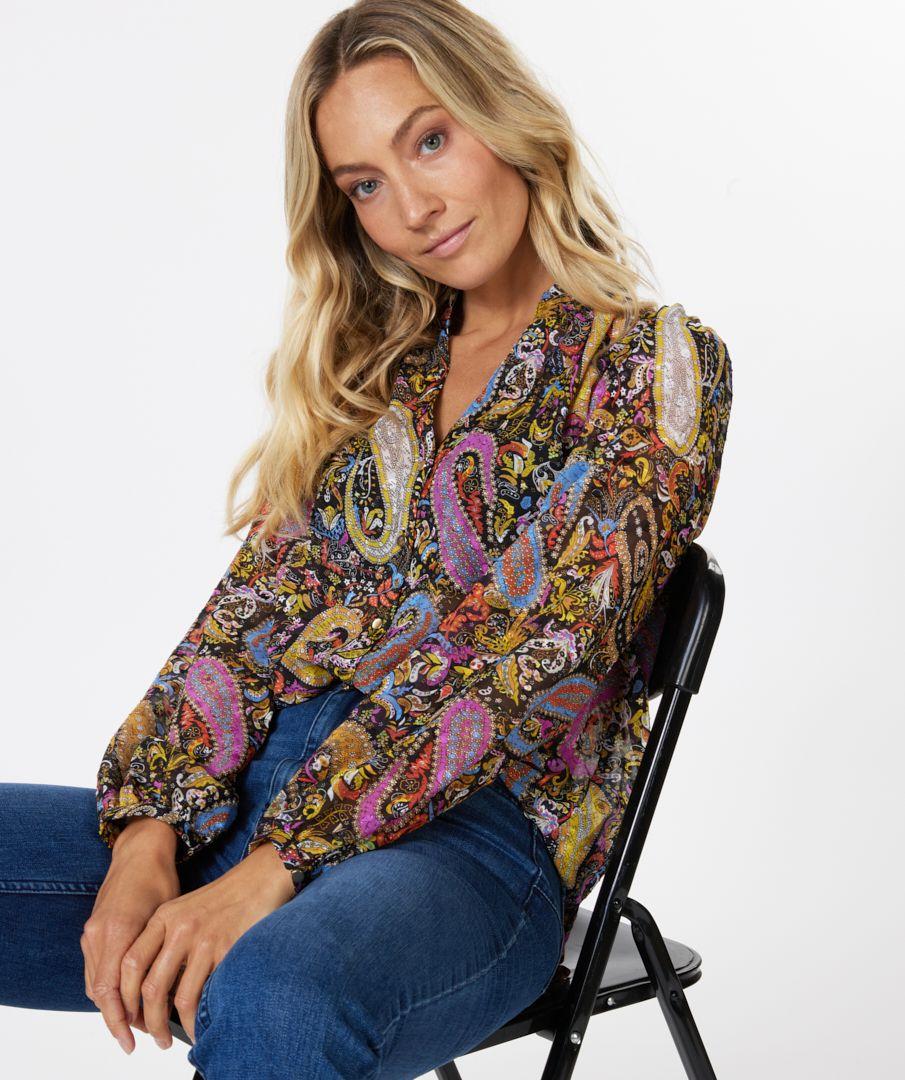 Esqualo Blouse V-neck Paisley Party