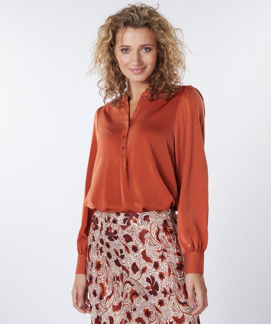 Esqualo Blouse V-neck Sateen