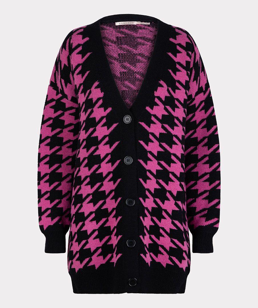 esqualo Cardigan houndstooth jacquard