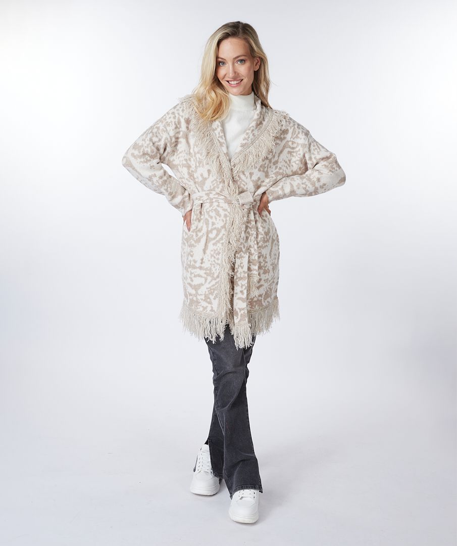 esqualo Cardigan jacquard fringes