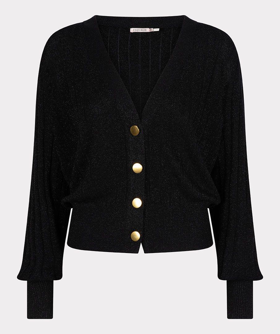Esqualo Cardigan Puff Sleeve Rib Lurex
