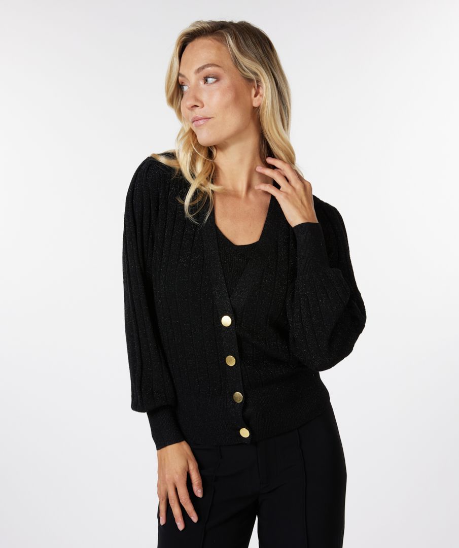 esqualo Cardigan puff sleeve rib lurex