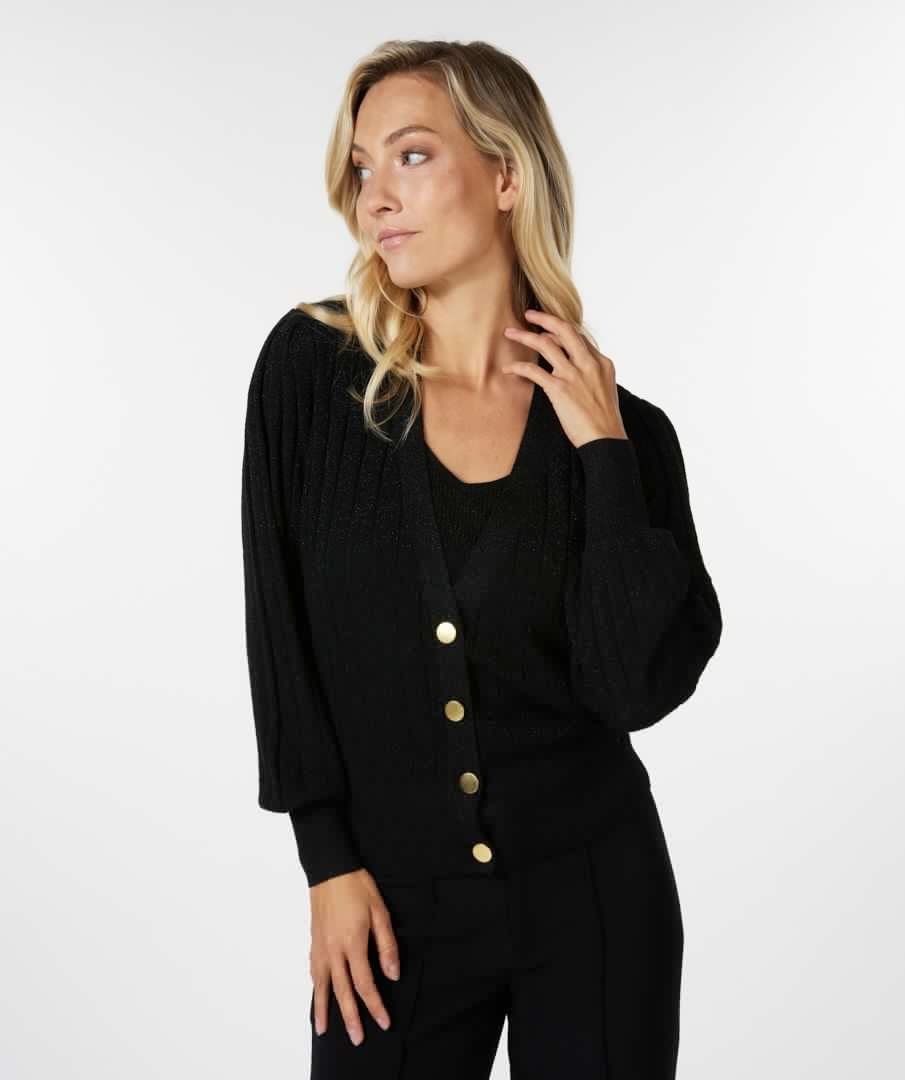 esqualo Cardigan puff sleeve rib lurex