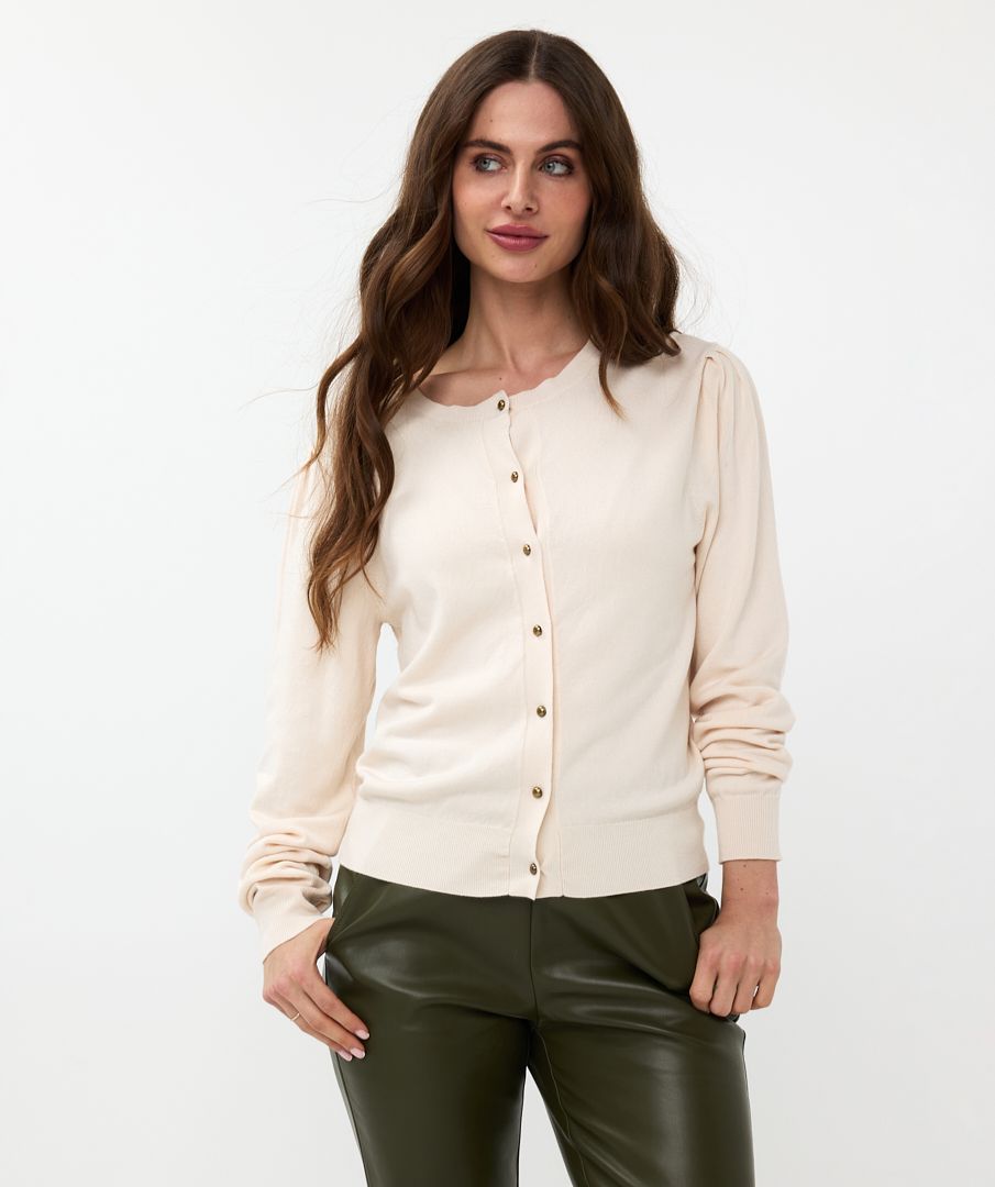 Esqualo Cardigan Puff Slve Basic Knit