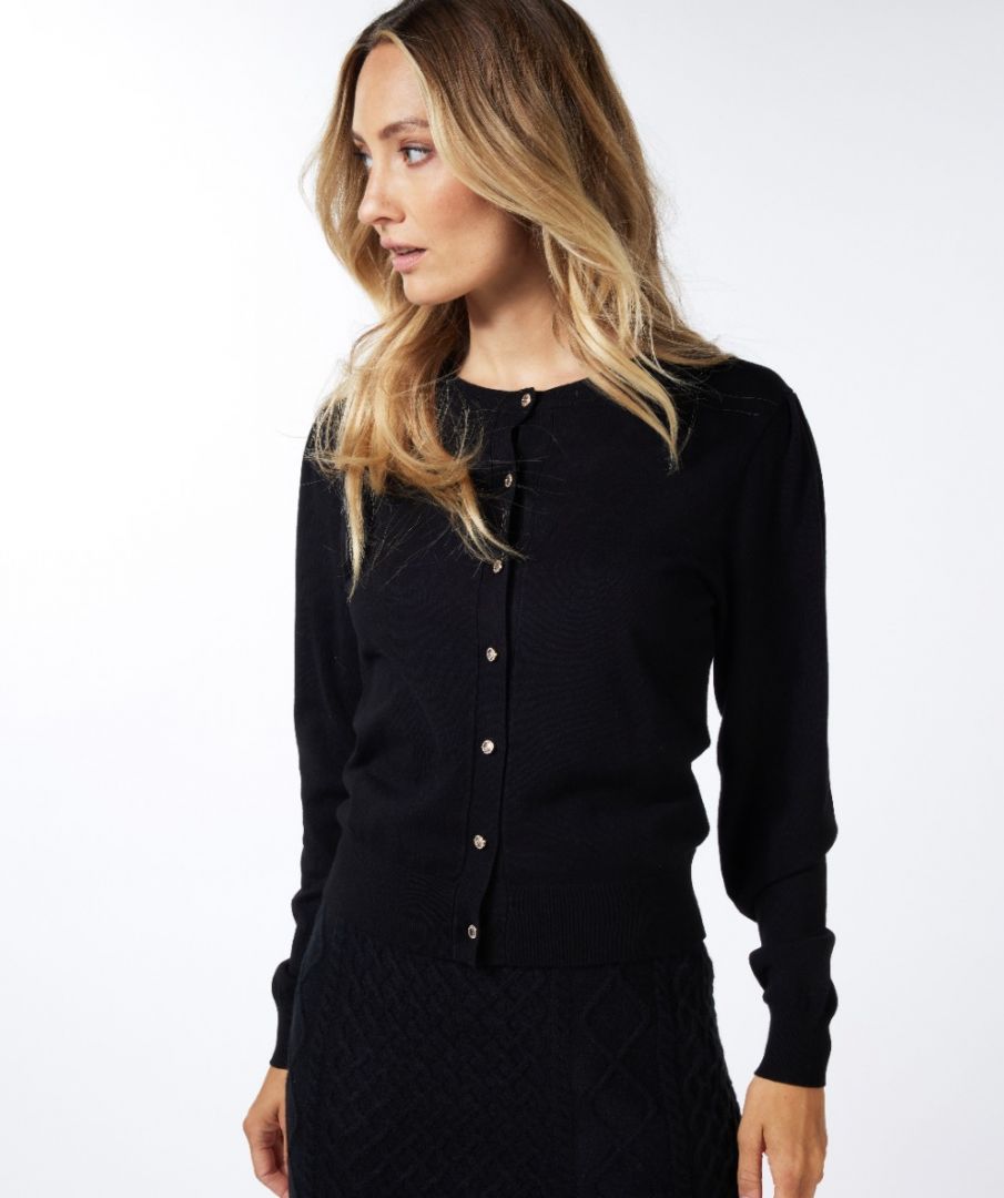 Esqualo Cardigan Puff Slve Basic Knit
