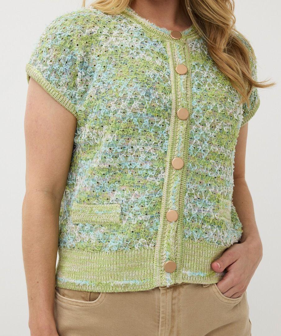 Esqualo Cardigan S/slve Fancy Knit