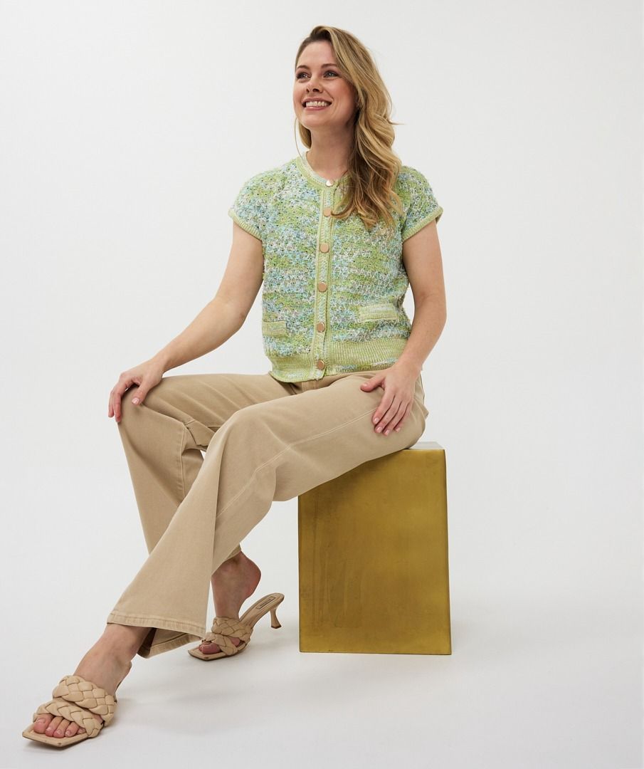 Esqualo Cardigan S/slve Fancy Knit