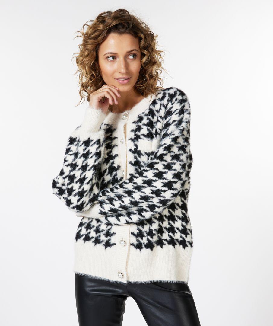 Esqualo Cardigan Short Houndstooth